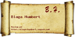 Blaga Humbert névjegykártya